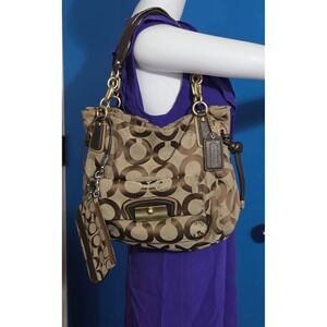 Vintage Y2K Coach Kristin 14915 OpArt BROWN Hobo Shoulder with like new wristlet